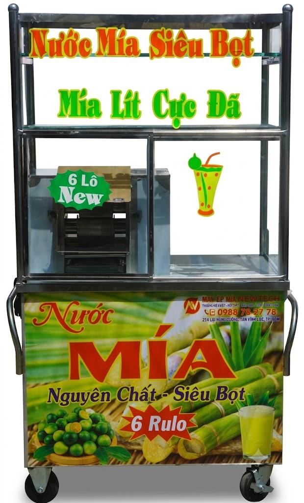 Máy ép mía 6 lô tủ kính